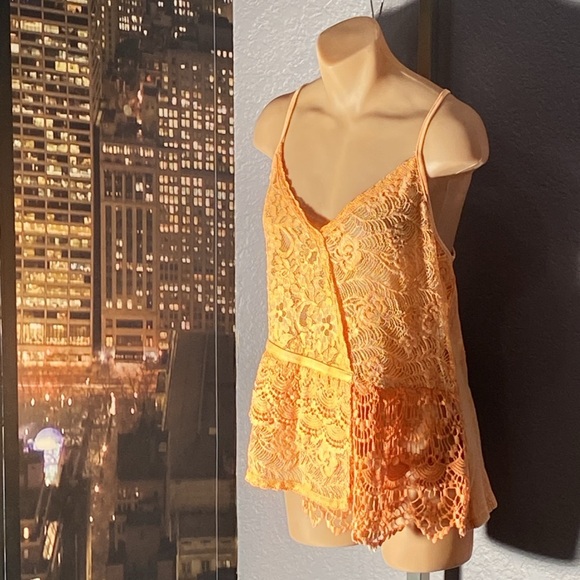 BKE - NWT - tank: orange lacy semi-sheer - Picture 9 of 16